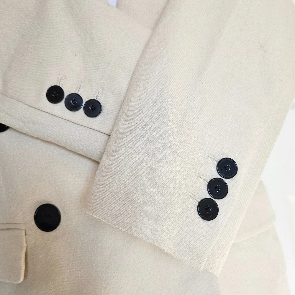 Isabel Etoile Marant Cotton Blend Textured‎ Blazer Jacket in Ivory Size 34 / XS